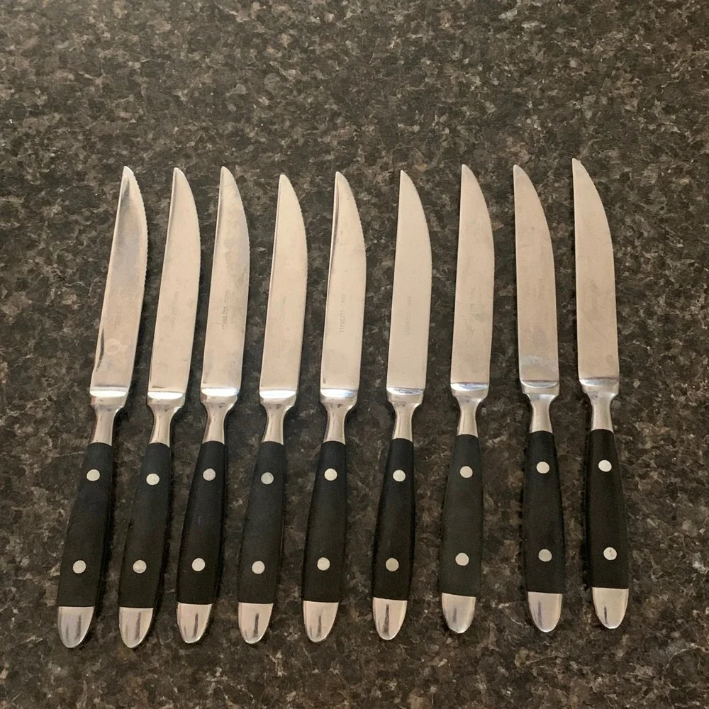 Hampton Silversmiths BISTRO BLACK Serrated Butter Knives Lot Set of 9 Stainless
